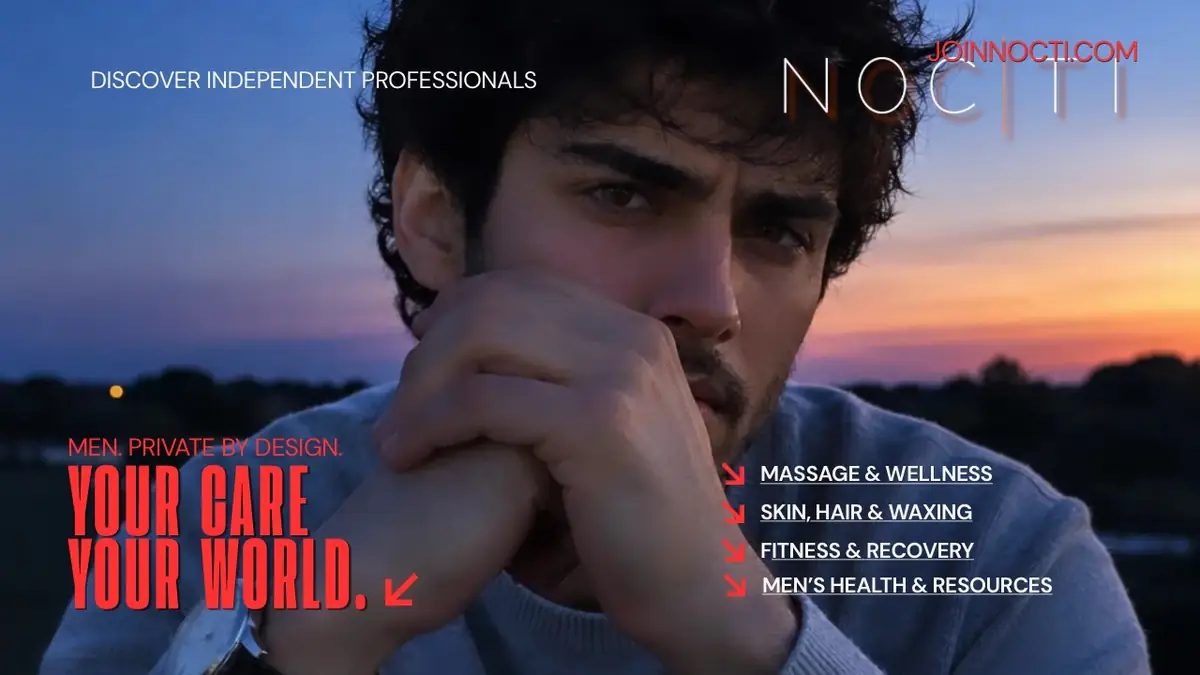 NOCTI editorial image introducing independent massage, grooming, fitness and men’s health professionals