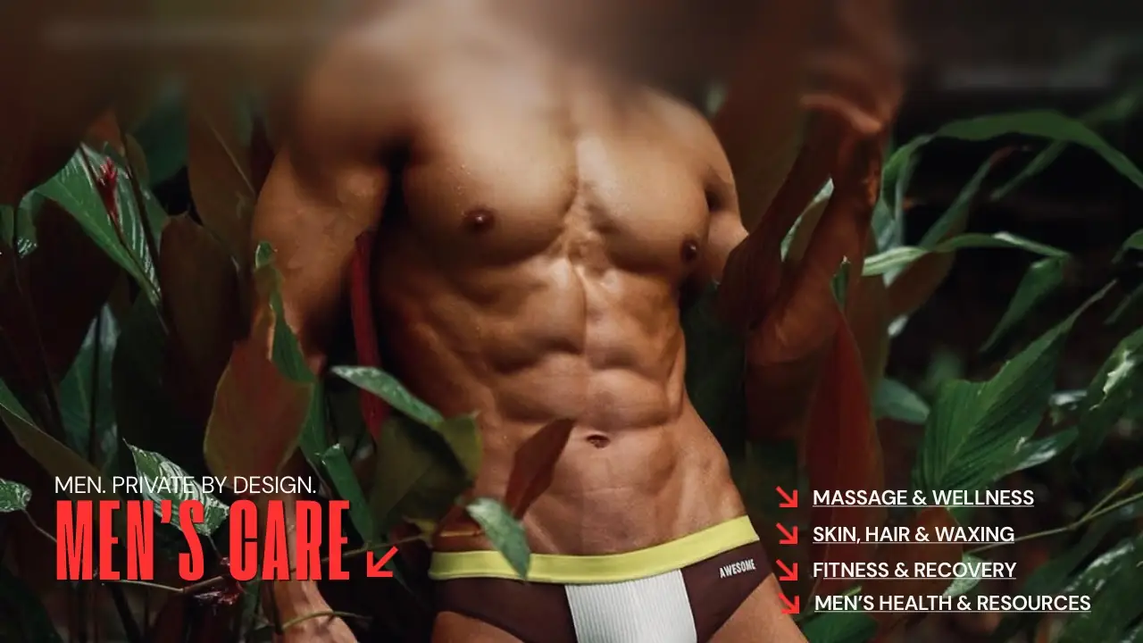 NOCTI fitness banner featuring an adult male athlete among tropical plants