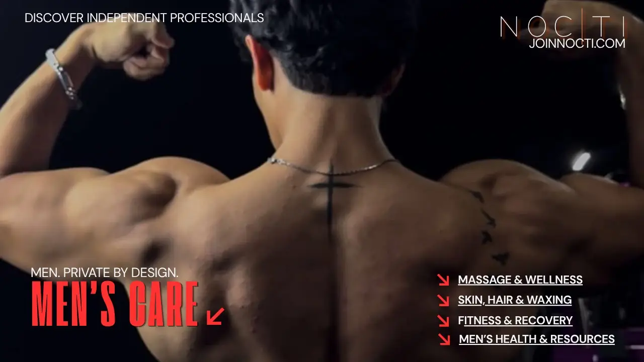 NOCTI fitness banner showing an adult male athlete flexing his back
