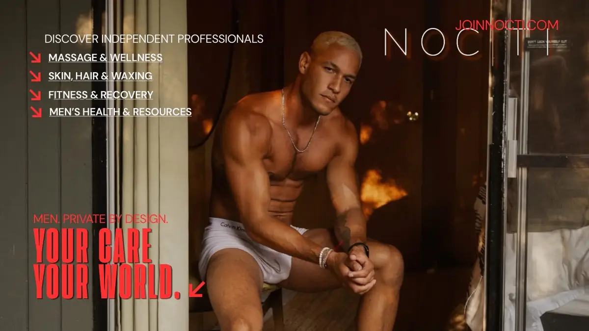 NOCTI editorial banner introducing independent massage, grooming, fitness and men’s health professionals