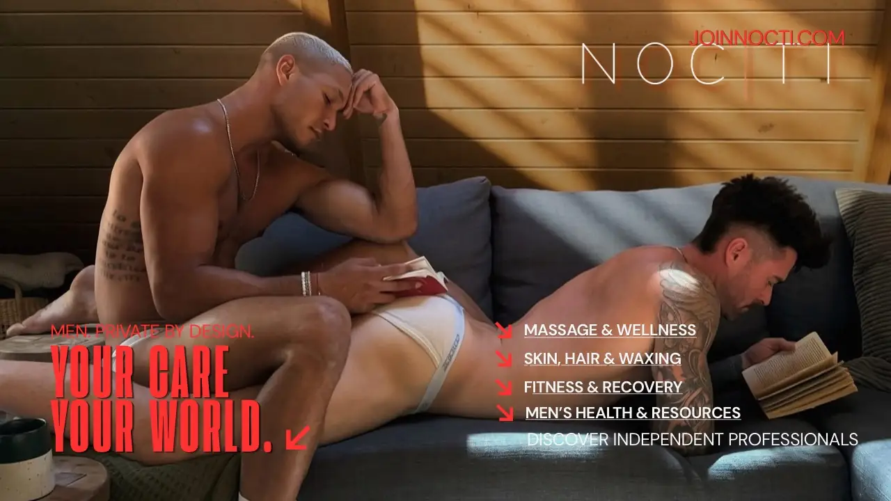 NOCTI editorial graphic presenting massage, grooming, fitness and men’s health resources